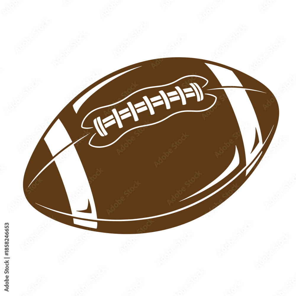 Obraz premium Vintage Brown American football with white stripes and laces on white background