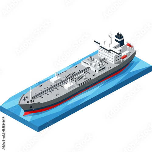 Gray Ship Model on Blue Base.