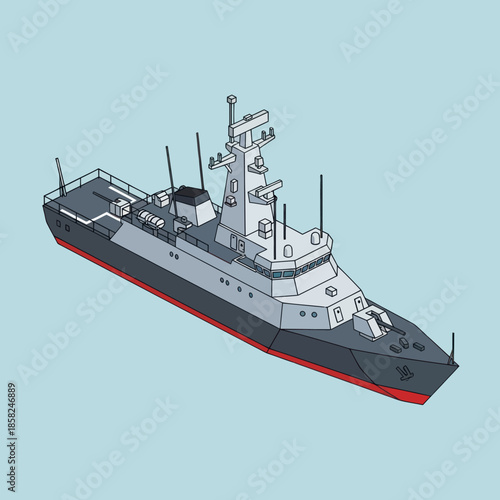 Military Ship Naval Vessel Illustration Graphic.