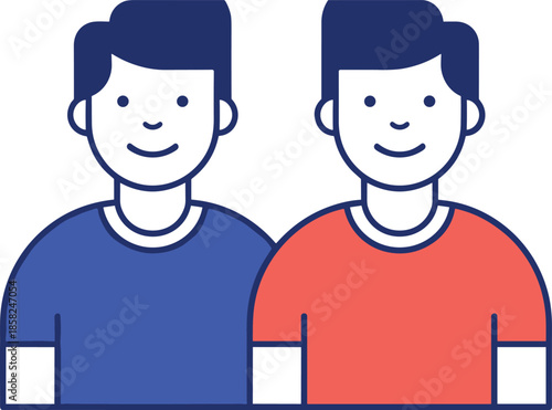 Friendship illustration showing two happy people characters together representing partnership teamwork connection trust community and positive social relationship concept
