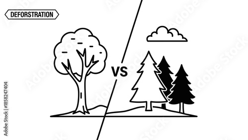 Deforestation vs Forest Conservation Visual Metaphor.