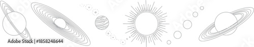 Abstract line art representation of celestial bodies and space Vector