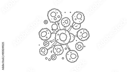Hand drawn illustration of a cluster of cells or viruses.