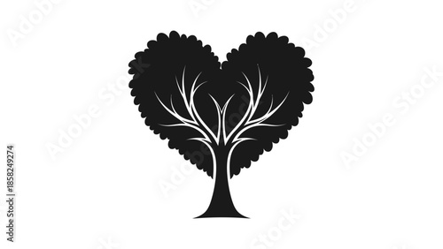 Heart Shaped Tree Silhouette Symbolizing Love and Nature.
