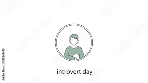 Illustration of an introvert wearing a headset sitting next to a coworker at a desk with a computer and plant in a simple office setting.