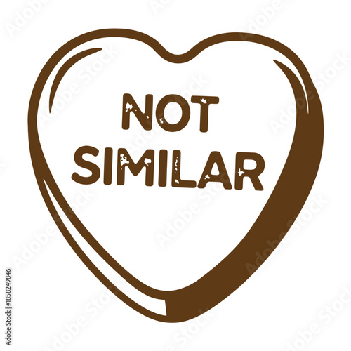 Vintage Brown heart shape with not similar text on white background