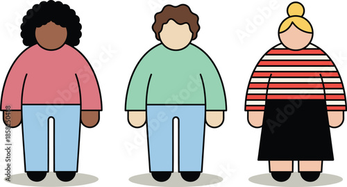 Body diversity illustration showing different plus size people characters promoting inclusivity body positivity equality representation and diversity awareness in society