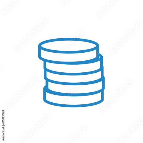 Minimalist Line Art Illustration of a Stacked Coin in Blue for Financial and Business Use