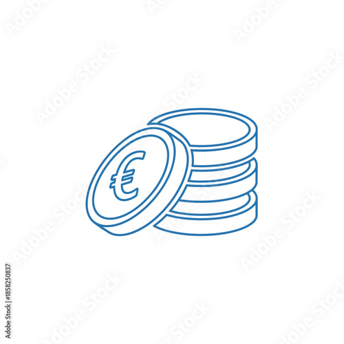 Money Coins Illustration with Euro Symbol for Financial Success and Economy
