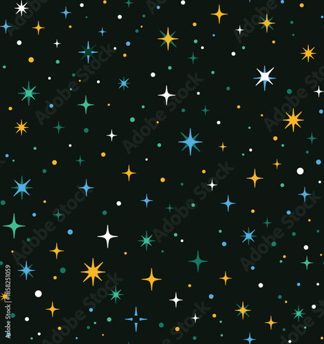 Seamless pattern with a scattering of stars