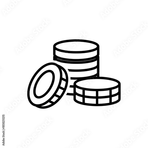Simple Line Drawing of Stacked Coins for Financial and Economy Concepts