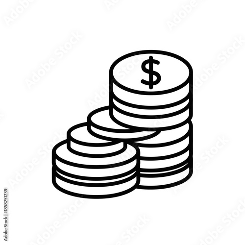 Stack of Coin Illustration with Dollar Sign for Financial and Investment Concepts