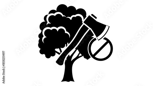 No Deforestation Icon Symbolizing Tree Protection.