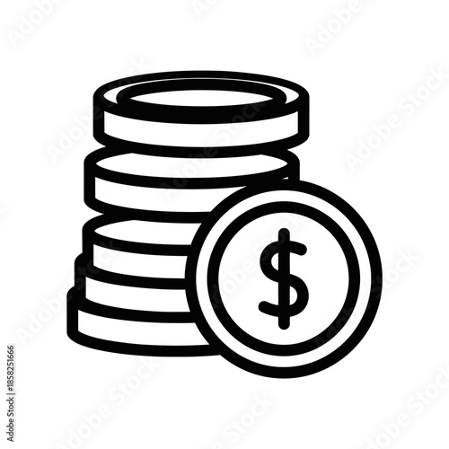 Stack of Coins with Currency Symbol Illustration for Financial and Money Management Concepts