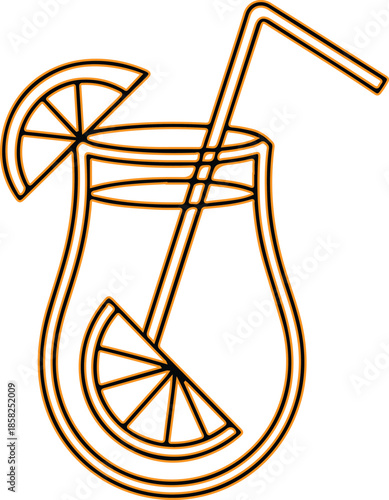 Refreshing orange drink with straw Vector