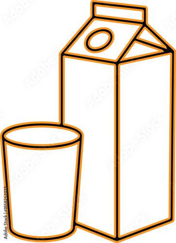 Milk carton and glass Vector