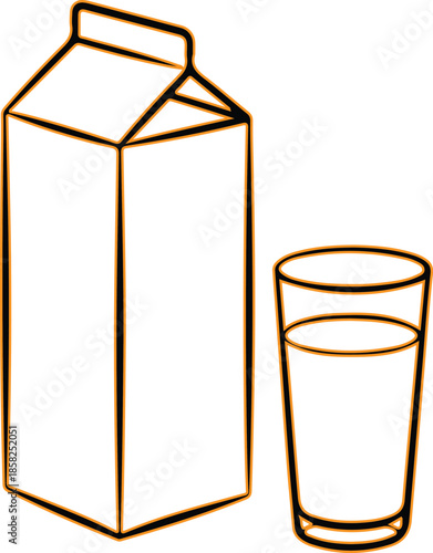 Milk carton and glass of milk Vector