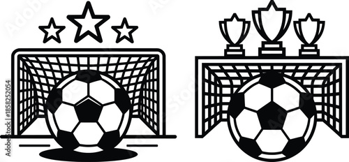 Soccer Goal Trophy Award Vector Illustration.
