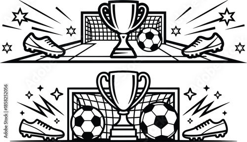 Soccer Trophy Championship Vector Illustration.