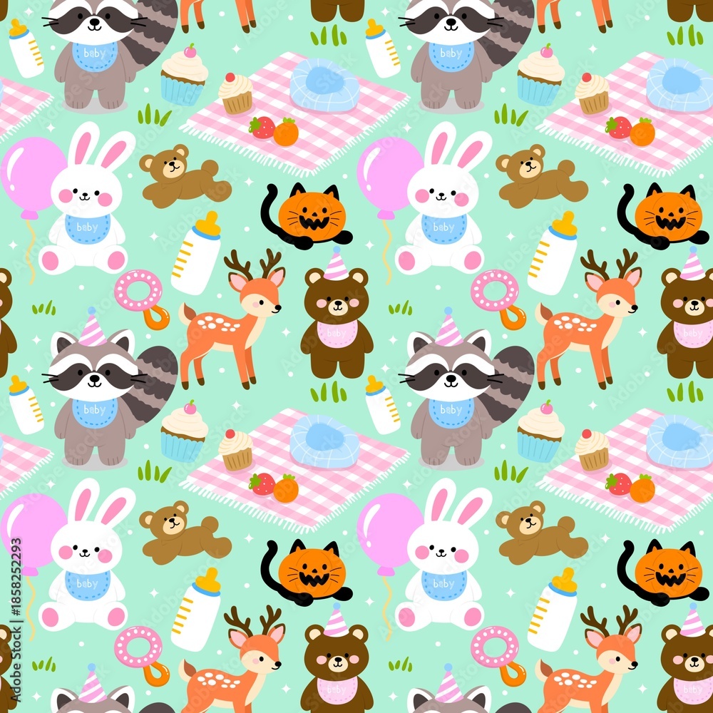 Fototapeta premium Baby Shower Rainy Parade Pattern