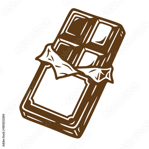 Vintage Chocolate bar with shiny wrapper isolated on transparent background