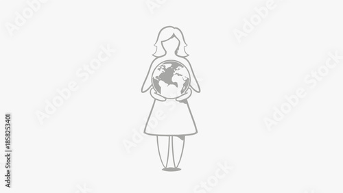 Woman Holding the Earth in Her Hands Symbolizing Care.