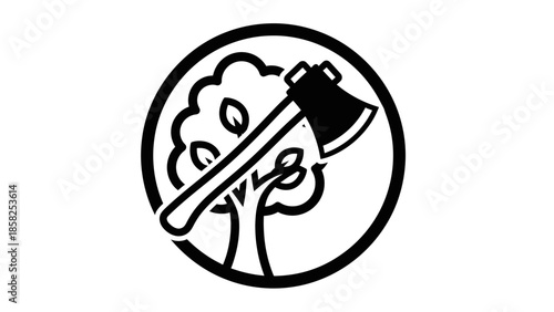 Tree Felling Axe Icon Symbol.