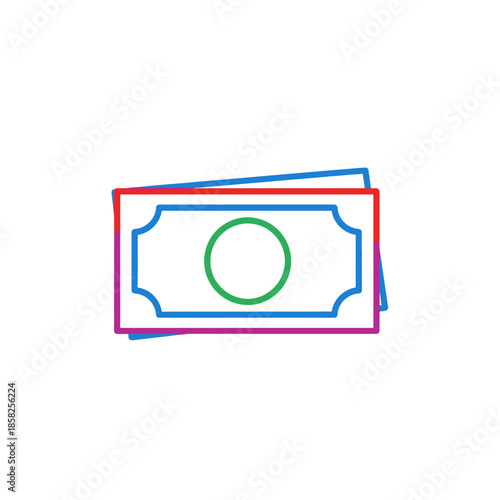 Colorful Illustration of Banknotes Stacked with Creative Design