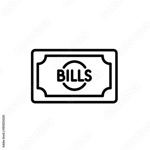 Close-Up of a Single Dollar Bill with the Word BILLS in Bold Font