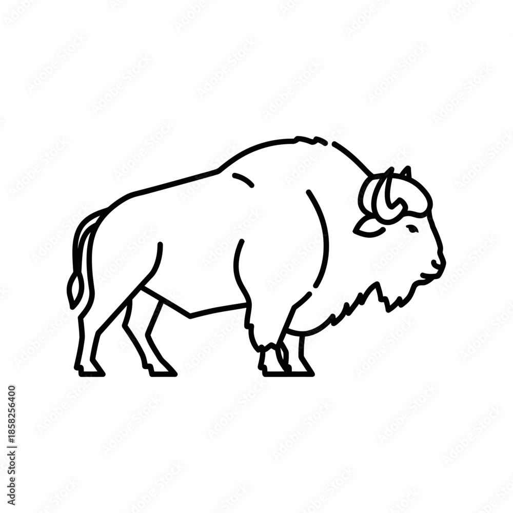 Fototapeta premium Cute Cartoon Bison Illustration for Wildlife and Nature Designs