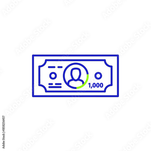 Digital Illustration of a 1,000 Currency Banknote with Minimalist Design for Financial Themes