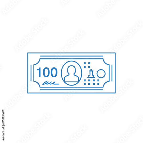 Digital Illustration of a 100 Currency Banknote with Abstract Design Elements