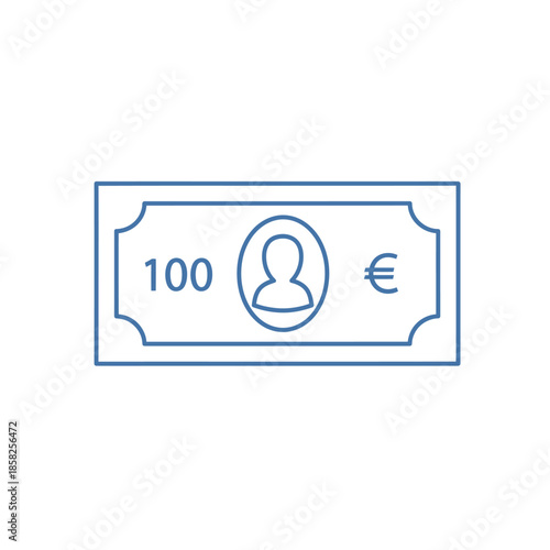Digital Illustration of a 100 Euro Banknote with Minimalist Design