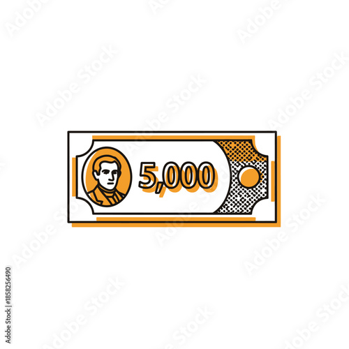 Digital Illustration of a 5000 Banknote Featuring a Modern Design and Artistic Style