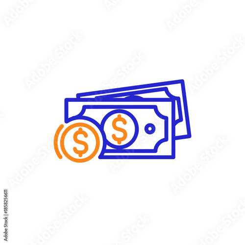 Financial Growth Concept Illustration with Cash and Coins for Business