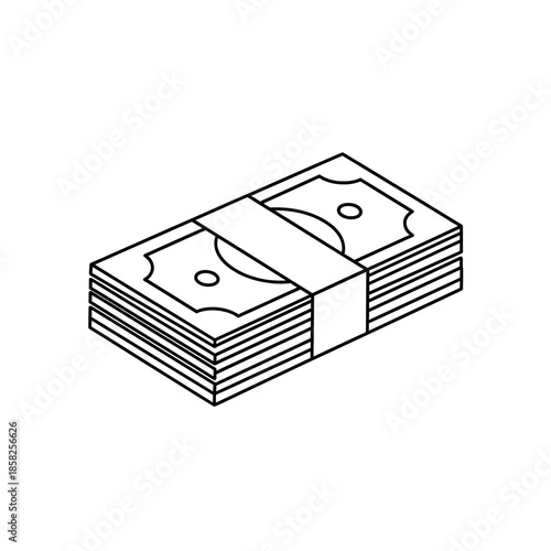 Illustration of a Stack of Money Banknotes for Financial and Business Uses