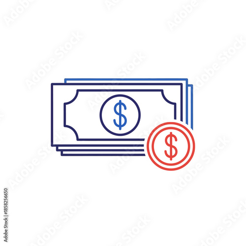 Financial Growth Concept with Money Bills and Coins Illustration for Business and Economy Topics
