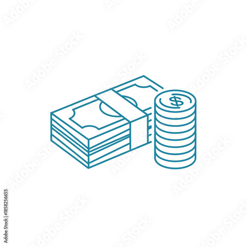 Financial Growth Concept with Money Banknotes and Coins Illustration