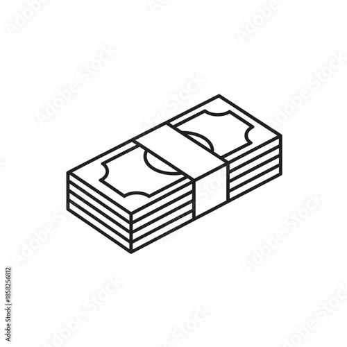 Illustration of a Stack of Banknotes Representing Financial Success and Wealth