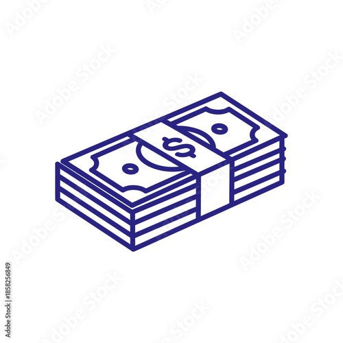 Illustration of a Stack of Cash for Financial and Business Concepts