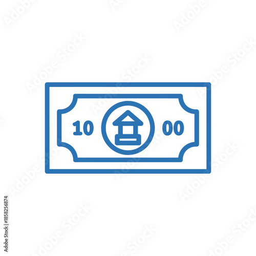 Illustration of Money Banknote with House Icon for Financial and Real Estate Themes