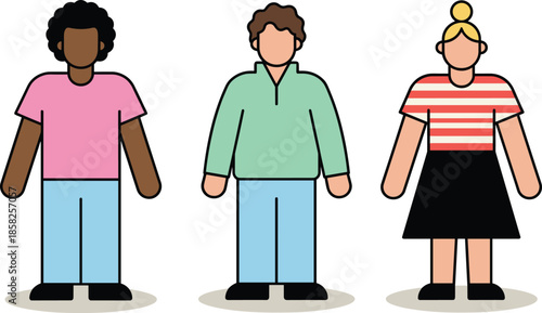 Diverse people illustration showing inclusive characters with different body types skin tones and styles promoting equality diversity representation society