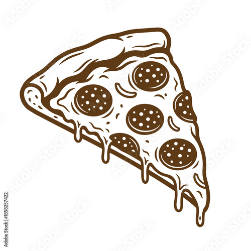 Vintage A slice of pepperoni pizza with melted cheese isolated on transparent background