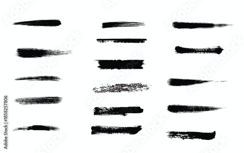 Collection of black brush strokes on white background