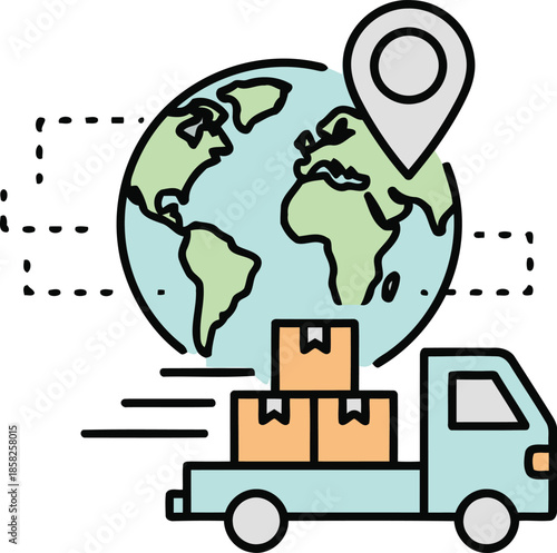 Global shipping and logistics operations facilitating worldwide package delivery