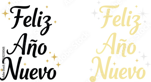 Elegant Feliz Ano Nuevo greeting design perfect for celebrating the new year in Spanish with festive sparkles