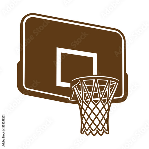 Vintage brown basketball hoop with net and backboard for sports and games  outdoor court equipment