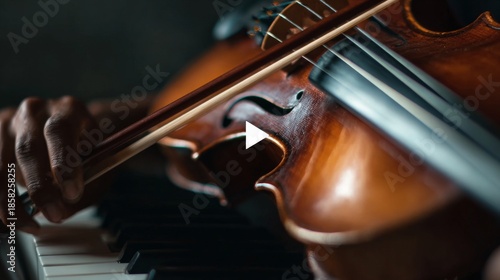 a beautiful intro play button lay button in center of illuminated triangle surrounded by particles and digital energy, symbolizing technology, media streaming, innovation, and virtual design