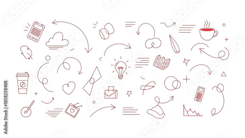 Digital Doodles: A collection of simple digital illustrations of various objects and elements, offering a versatile range of design assets.