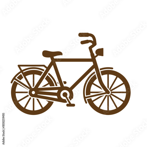 Vintage Brown bicycle silhouette on white background  simple bike illustration for design